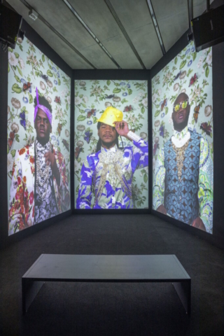 Ebony G. Patterson, ...three kings weep..., 2018. Three-channel digital colour video projection with sound. Art Gallery of Ontario. Purchase, with funds from the Photography Curatorial Committee, 2020. © Ebony G. Patterson, courtesy Monique Meloche Gallery, Chicago. 2019/2469